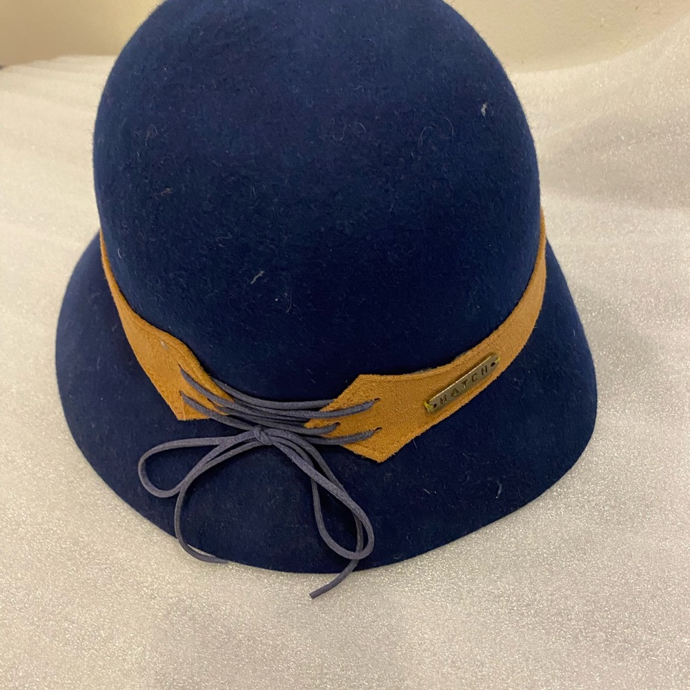 Blue and Tan Cloche Hat